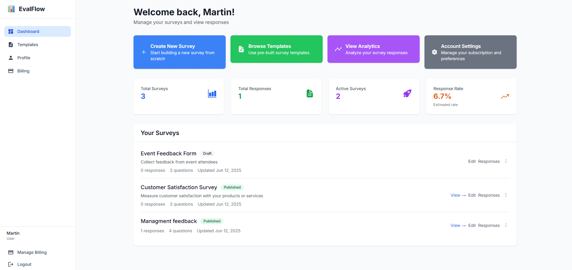EvaFlow Dashboard Screenshot